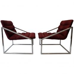MID CENTURY MODERN CHROME CUBE CLING CLUB LOUNGE CHAIRS