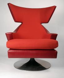 KNOLL | Joe D'Urso Leather Wing Back Swivel Lounge Chair